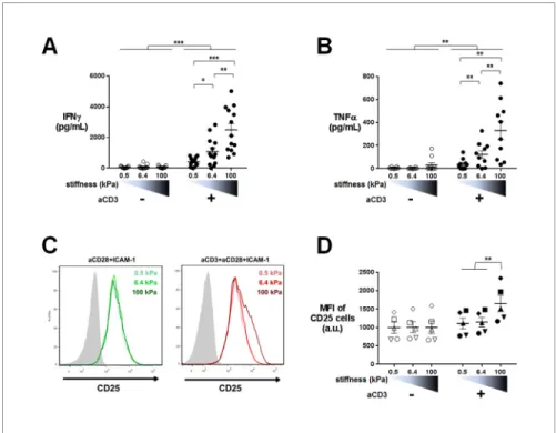 Figure supplement 1. Cytokine production on PA-gels: additionnal data.