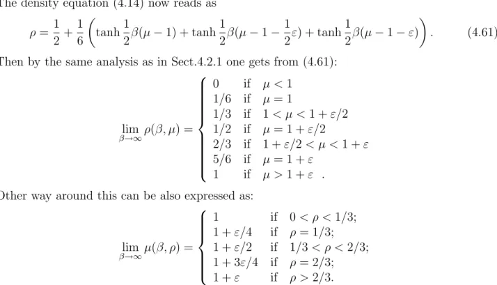 Figure 2 shows β c (ρ) for a fixed ε = 10 and for values of λ ≥ 3. Then ε ≥ ε cr (λ = 3, 4, 6), but ε < ε cr (λ = 8) = 13.52, which excludes condensation at ρ = 1 in the latter case.