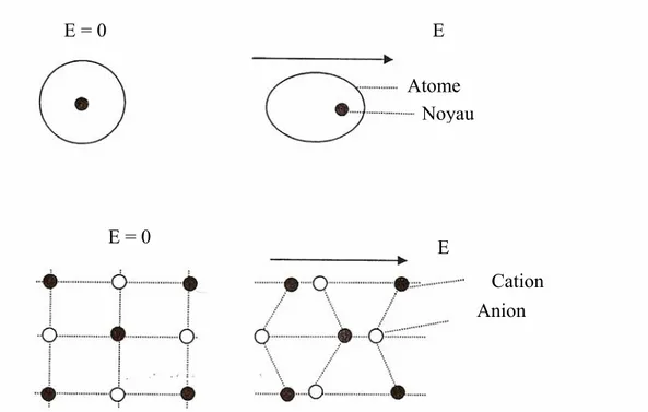 Figure 5 : Orientation des moments dipolaires sous l’action du champ électrique. 