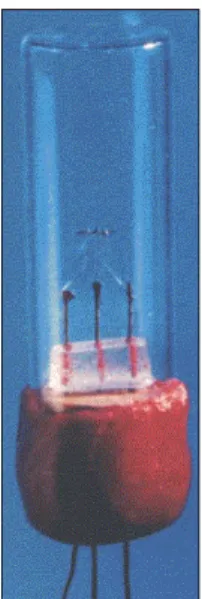 FIG. 1: Original double base diode made by Arnie Lesk in John Saby’s lab in 1953, from Electronics (Feb