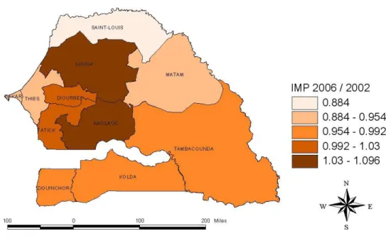 Figure 4 – 2 : Evolution  des IMP au Sénégal entre 2002 et 2006. 