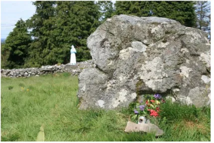 Fig. 5: The central stones, with the Altar in the   background and small offerings (Pic