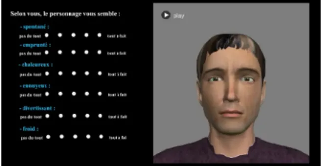 Fig. 8. Screenshot of the interface to collect users’ perception of virtual agents’ social stances