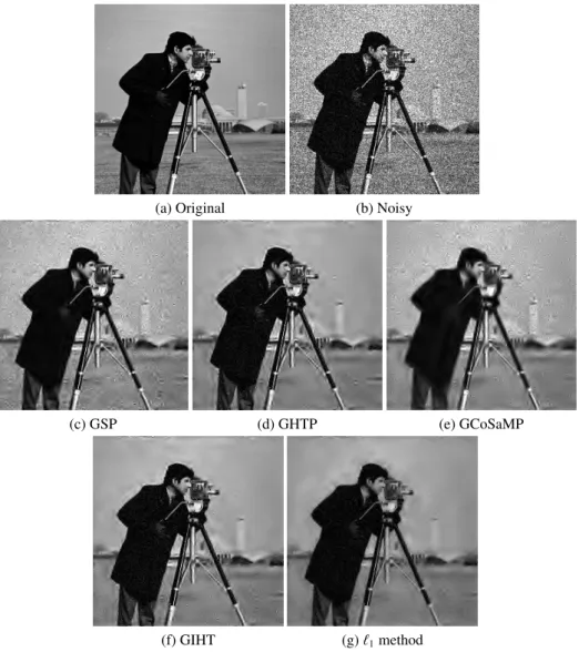 Figure 2: Denoising Cameraman with a maximal intensity of 30 with the undecimated wavelet transform.