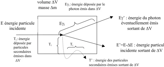Figure I-14 : dépôt d’énergie par une radiation ionisante dans un petit élément de masse  ∆ m