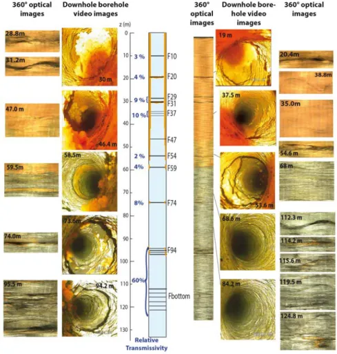 Figure S2: Snapshots of 360 ◦ optical images and downhole borehole video images in borehole PZ26.