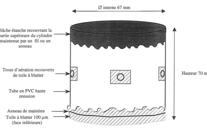 Figure  7  :  Modèle de cylindre utilisé pour la détermination de la nitrification in situ  (taille réelle) 