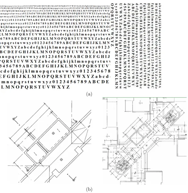 Figure 4.3: Disriminative ditionary training samples: (a) text training samples; (b) graphi