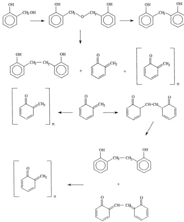 Figure 18. Représentation schématique dü durcissement de résines phénol- phénol-formaldéhyde [52].