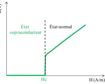 Figure 1-2. Illustration du champ critique pour un matériau supraconducteur de type1 
