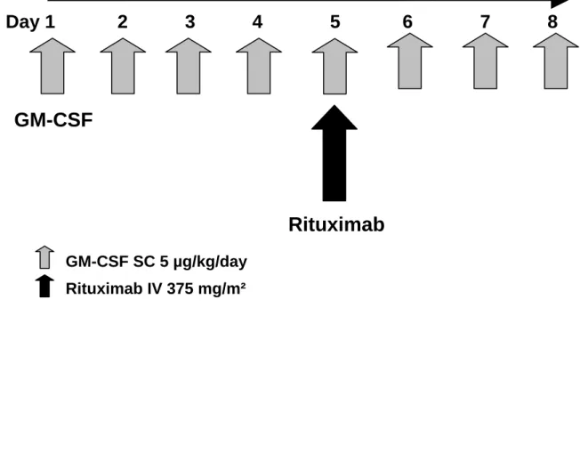 Figure 1. Treatment regimen for GM-CSF plus rituximab. 