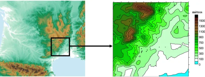 Tab. 3.1 – Caractéristiques numériques des simulations idéales sur les Cévennes avec le modèle tridimensionnel.