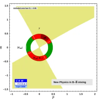 Figure 2. Constraints at 95%CL on the apex (¯ ρ, η) of the¯ B d Unitarity Triangle, within the full SM+NP scenario.