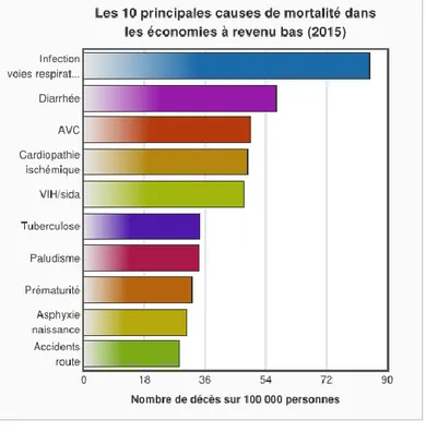 Figure 1 : Les dix principales causes de mortalité dans les pays à faible revenu en 2015 