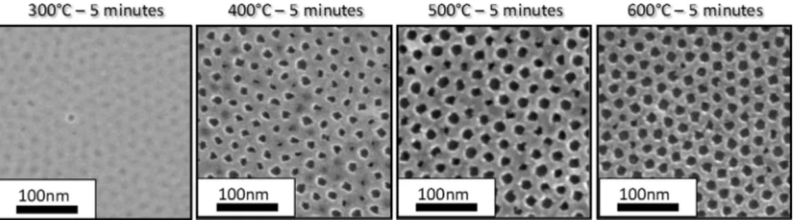 Fig. 11. (a) Schematic ﬂow diagram of the microfabrication process. SEM images of (b) the TiO 2 micrometric hexagonal features and (c) details of the nano- nano-perforated layer.