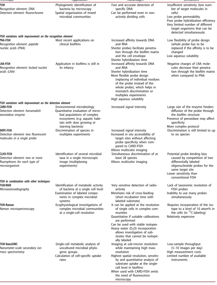 Table 4. FISH techniques related to biofilm.