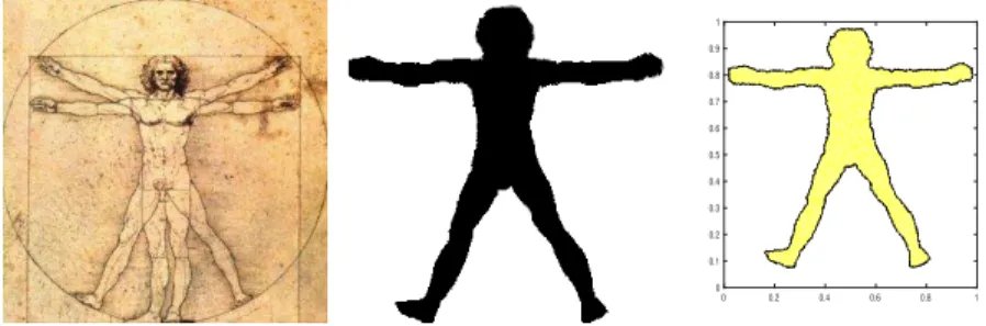 Figure 8: The original image, S, the sample of points (in black the one identified as boundary point by our algorithm)