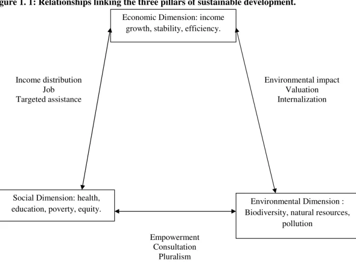 Figure 1. 1: Relationships linking the three pillars of sustainable development.  