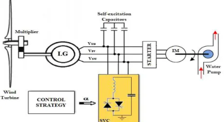 Fig. 1. Schematic diagram of the studied system  2.1 Wind Turbine Model 
