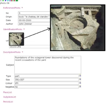 Fig. 3. HTML representation of the XML data and metadata of a photo   thanks to an external XSL document