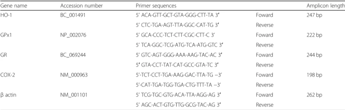 Table 1 Summary of PCR primers