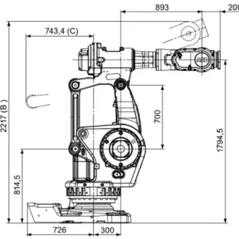 Figure 3- 2 Dimensions géométriques du robot ABB IRB 6660. 