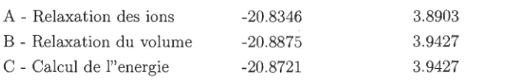 TABLE  5.2  - Exemple  de  relaxation  pour  le  Pd. 