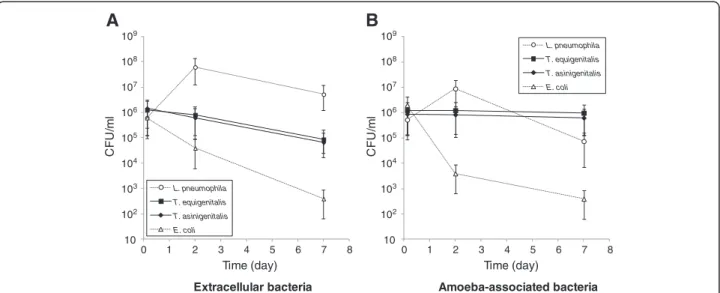 Figure 1 Taylorella equigenitalis and T. asinigenitalis persist within A. castellanii over time