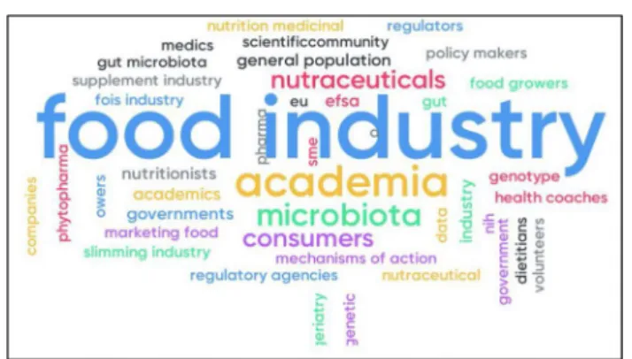 Fig. 1    Digital Mentimeter Word Cloud revealing the most important  stakeholders of the research field of inter-individual variability in  response to diet