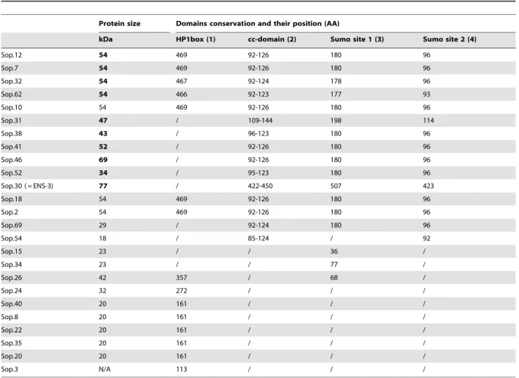 Table 2. Conservation of functional domains in ENS-1 like copies.
