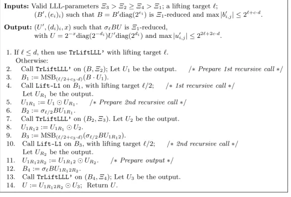 Fig. 4. The Lift-e L 1 algorithm.