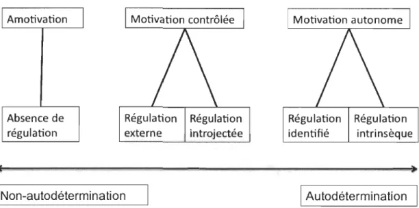 Figure  2.  Les  types  de  motivation et le  continuum d'autodétermination (adapté  de  Ryan 
