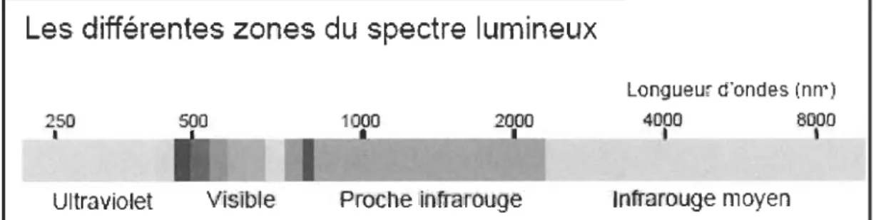 Figure 2.2. Spectre lumineux proche infrarouge. 