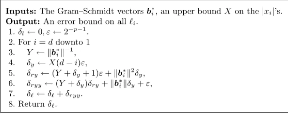 Fig. 2. Bounding the numerical error on the computed ℓ i ’s