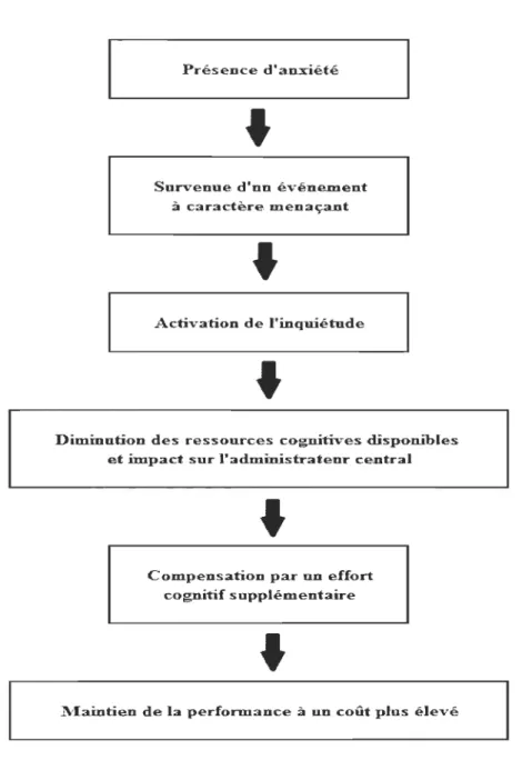 Figure  7.  Modèle  d'Eysenck  et  Calvo .  The  Processing  Efficiency  Theory.  (Figure  adaptée de  Smith  &amp;  Caputi, 2007)