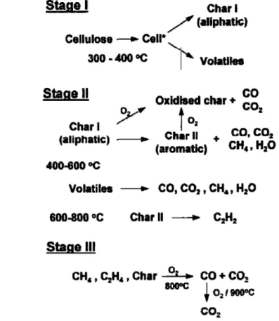 Figure I-19: Les trois étapes de dégradation des tissus en coton. 