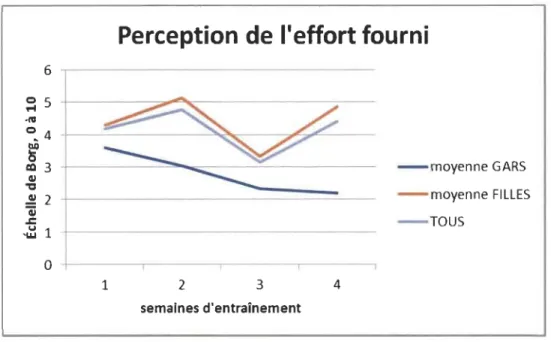 Figure 13.  Perception de l'effort fourni. 