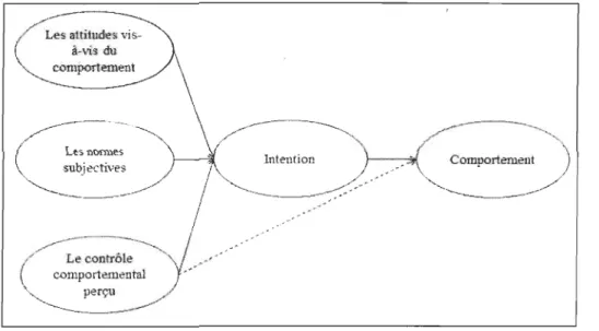 Figure 2.1  : Le  modèle de  la  théorie du  comportement planifié (Ajzen,  1991) 