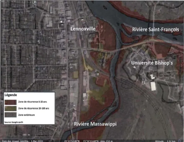 Figure 1.2  Représentation des zones de récurrence d'inondation. 