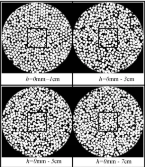 Fig. 8. Binary images of sample in initial state obtained with threshold CT value of 61.7 at diŠerent heights from bottom of container