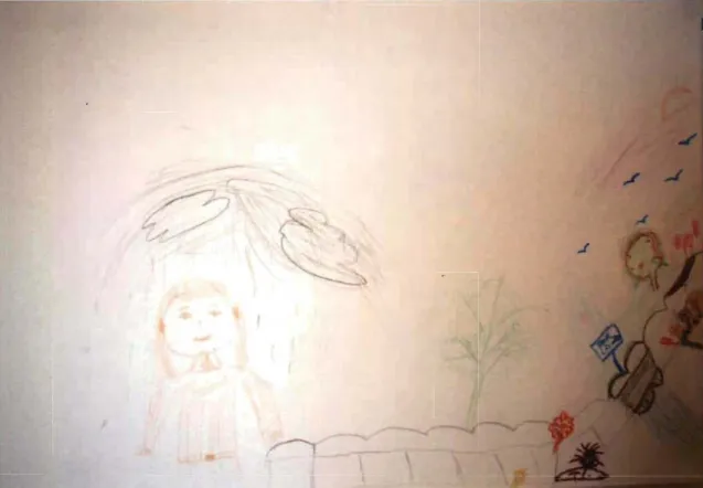 Figure  7.  Cheminement - Dessin de  la participante 5 (feuille  22,9  cm  x  30,5  cm) 