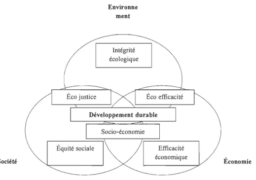 Figure  2 : Guay,  L.,  Doucet,  L.  Bouthilier,  L.  &amp;  Debailleul,  G.  (2004),  L 'espace  conceptuel du développement durable, p.16