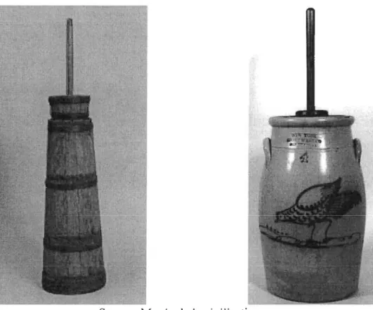 Figure 2-1  Barattes tronconiques  en  bois et en  grès 