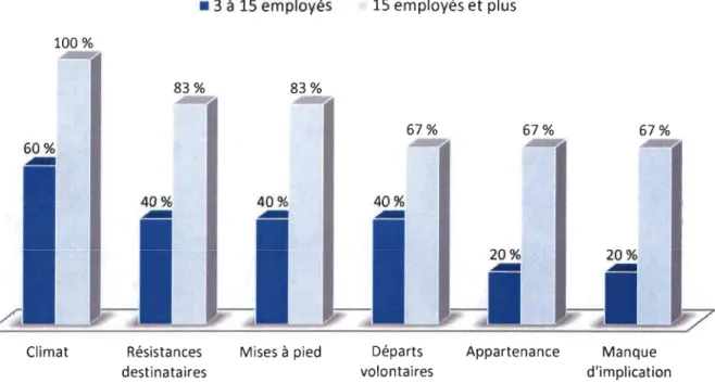 Figure 10 : Influence de la taille de l'OBNl dans les défis et problématiques liés aux  transformations 