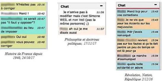 Figure 7. Tchats mentionnant une correction