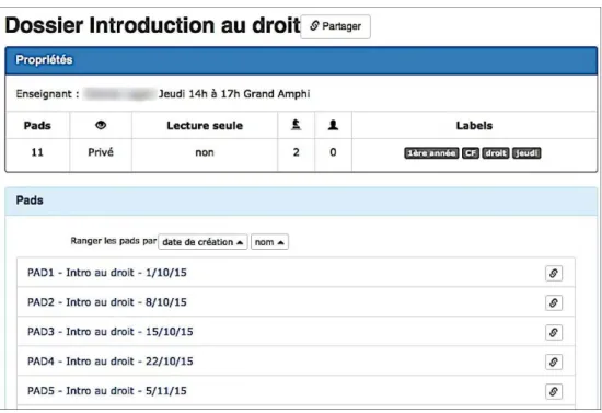 Figure 2. Espace de stockage des pads