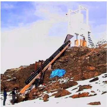 Figure 1: The experimental set-up is designed to perform free surface snow flows in a channel (length: 10 m, width: 20 cm, thickness: 20 cm)
