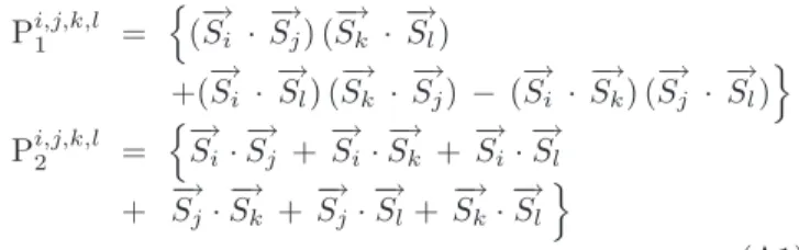 FIG. 6: Label of the different sites involved in the many-spin terms induced by t ′ and t ′′ to order 1/U 3