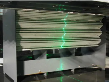 Fig. 4 (Color online) False-color horizontal velocity pattern in the vertical plane after 1, 2, 3 and 4 periods T of excitation.