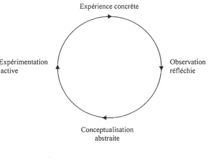 Figure  3.  Les dimensions structurelles du processus d'apprentissage expérientiel de  Kolb (1984)